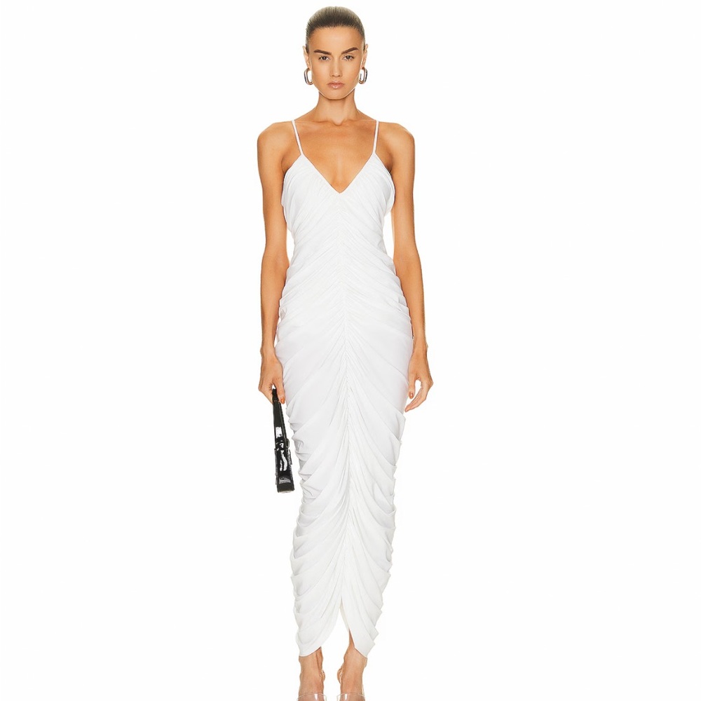 Norma Kamali White Ruched Dress